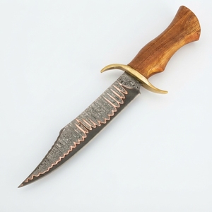 Couteau Bowie en acier Damas cuivré avec manche en bois et garde-poignée en laiton pour la chasse, le camping, les activités de plein air, objet de collection, vente en gros, B2B, OEM - Product Image 1