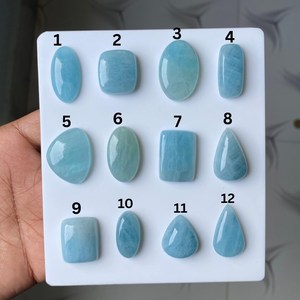 Cabujón de Aguamarina Natural en Formas Mixtas, Gema de Berilo Azul Pulido para Anillos y Colgantes, Ideal para Joyería - Product Image 2