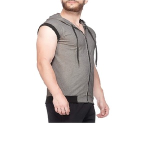 Wholesale Custom <b>Hoodie</b> Sleeveless Men's Vest Gym <b>Workout</b> Sleeveless <b>Hoodie</b> Blank Zipper up Men's <b>Hoodie</b> - Product Image 3