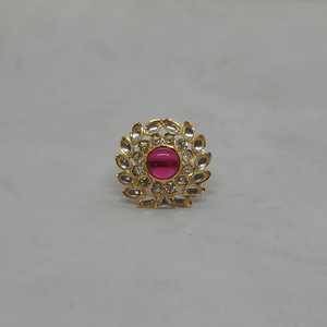 Opulent Ruby Red Floral <b>Ring</b> with Brilliant <b>CZ</b> Stones, 18K Gold Tone Statement <b>Ring</b>, Exquisite Royal Jewelry for Women - Product Image 1