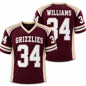 Camiseta Deportiva Personalizable Color Granate para Fútbol Americano, Bordada con Nombre y Número del Jugador, Uniforme de Malla, Camiseta Corta de Sarga - Product Image 6