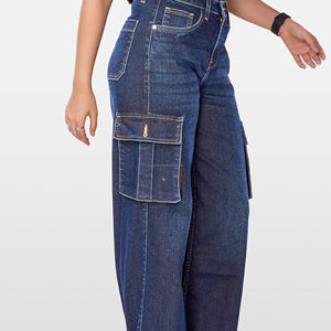 Pantalones Vaqueros Cargo de Mezclilla de Cintura Baja para Mujer, ODM/OEM, Pantalones Cargo con Bolsillos con Solapa Térmica, Pantalones Vaqueros de Moda para Mujer - Product Image 4