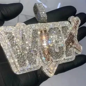 จี้เพชรโมอิสซาไนต์ VVS1 ตัวอักษรภาษาอังกฤษ จี้เงินแท้ 925 จี้ตัวอักษรย่อ จี้แบบ Iced Out สไตล์ฮิปฮอป เครื่องประดับสำหรับผู้ชาย - Product Image 2