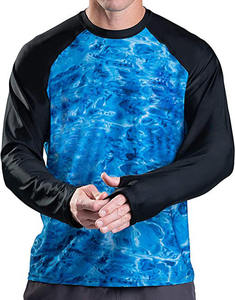 Camisa de Pesca Unisex de Manga Larga con Estampado de Agua Azul, UPF 50, Impermeable, Transpirable, de Secado Rápido, Poliéster, para Adultos - Product Image 1