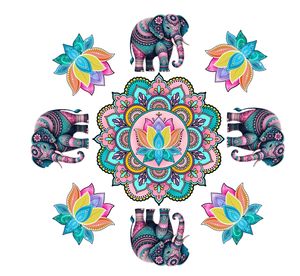 Kit Rangoli Traditionnel en Bois Éléphant Lotus – Décoration Multi-pièces pour Festival Indien Diwali et Mariage Sangit - Product Image 1