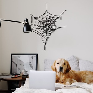 Decoración de pared de metal con diseño de telaraña simple para la esquina de la puerta o habitación, decoración colgante espeluznante para Halloween y diseño minimalista y elegante. - Product Image 1