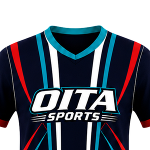 Camiseta de Rugby Personalizada por el Fabricante, Negra, Roja y Azul, Manga Corta, Cuello en V, Uniforme de Equipo, Transpirable, Ropa Deportiva de Entrenamiento Personalizada - Product Image 3