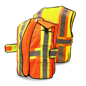 Chaleco de Seguridad de Alta Visibilidad para Hombre, Poliéster, Color Lima Naranja, Malla Reflectante, Uniforme de Trabajo, Cintas Laterales Ajustables y Desmontables - Product Image 1
