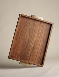 Plateau de service rectangulaire en bois massif, design minimaliste, finition polie, fait main, vaisselle et assiettes au design minimaliste - Product Image 5