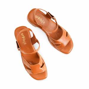 Sandale à talon moutarde PU0513 - Product Image 1