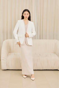 Blazer para mujer Full ETERNA con solapa sólida/de colores contrastantes, elegante/minimalista/clásico para oficina, blazer de doble solapa KA59 - Product Image 3