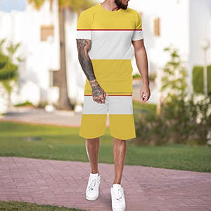 Conjunto de Camiseta y Pantalones Cortos con Estampado de Palmeras Tropicales para Hombre, Cuello Redondo, Secado Rápido, Ropa Casual de Verano, Tejido de Punto con Estampado por Sublimación - Product Image 5