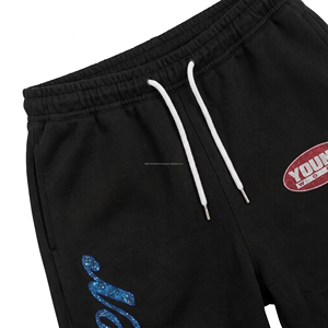 Pantalon de survêtement noir personnalisé pour homme, imprimé pailleté, coupe décontractée, pour l'automne - Product Image 2