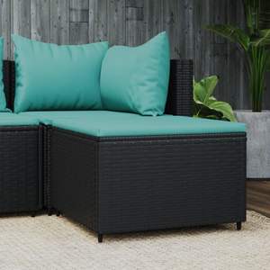 Repose-pieds de patio en rotin poly noir avec coussin Accessoire de mobilier élégant - Product Image 1