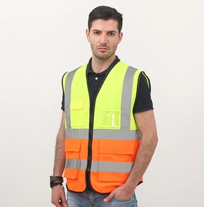 Polyester Safety Vest High Visibility Work Reflective Waterproof LED Flash for Construction <b>Security</b> ANSI Class 1 EN ISO 20471 - Product Image 2