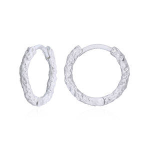 925 Sterling Silver Corrugated Surface <b>Hinged</b> Hoop Earrings Trendy Jewelry for Parties and Gifts From Thailand - Product Image 2