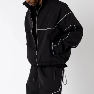 Ensemble de survêtement deux pièces en nylon patchwork pour homme, veste zippée légère et pantalon de jogging, idéal pour la course, l'entraînement et les loisirs - Product Image 6