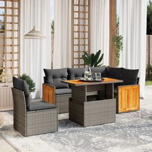 Set Divano da Giardino Modulare in Rattan PE Beige a 6 Pezzi - Collezione Arredamento da Giardino - Product Image 1