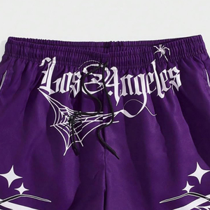 Pantalones Cortos Deportivos Personalizables para Hombre con Estampado de Telaraña de Los Ángeles, Cintura Media, Cordón Ajustable, Transpirables, Estilo Urbano, Poliéster - Product Image 4