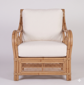 Fauteuil en rotin naturel avec coussin moelleux, meuble de salon intérieur, fauteuil d'appoint en osier écologique pour hôtel et décoration intérieure - Product Image 3