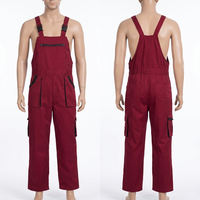 Salopette de travail orange avec bandes réfléchissantes, bretelles réglables, pantalon de sécurité robuste