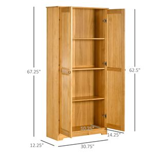 Armadio dispensa da cucina autoportante in pino da 67 pollici con ante e ripiani per sala da pranzo - Product Image 3