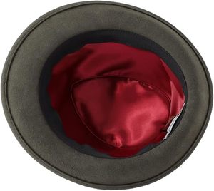 Classic Wool Fedora Hat with Burgundy Ribbon Band Unisex Adjustable Wide Brim Formal Style for Adults Four Seasons Wear - Product Image 5
