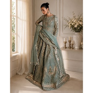 Robe de mariée de luxe formelle en organza, avec dupatta en organza, non cousue - Product Image 6