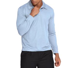 Vente en gros de polos de golf tricotés couleur unie manches complètes conception personnalisée 100% coton polo à manches longues pour hommes - Product Image 3