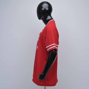 Camiseta de Fútbol Americano Roja de Primera Calidad para Hombre, Cuello en V, Número 24, Impresión Serigrafiada, Malla Transpirable, Manga Corta, Corte Regular - Product Image 4