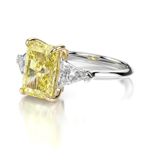 Emerald Cut Yellow Diamond <b>Ring</b> 18K Gold Women's Engagement Band Classic Geometric Style - Product Image 2
