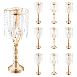 10 pz 55cm/21.65 'vaso di fiori di cristallo alto per feste e decorazioni da tavola centrotavola di nozze - Product Image 5