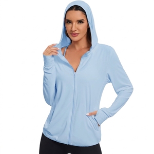 Custom Fashionable Sexy Fitness Women's Fitted Single-Brushed Full Zip Hoodie With Cowl Neck Hood and <b>Top</b> of Neck Zip Protection - Product Image 6