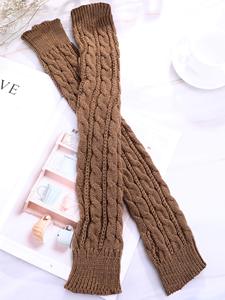 Mangas de punto con diseño de cable, 3 pares, gris, beige, rojo, unisex, para adultos, sin costuras, de acrílico, calentadores de brazos para ciclismo - Product Image 3