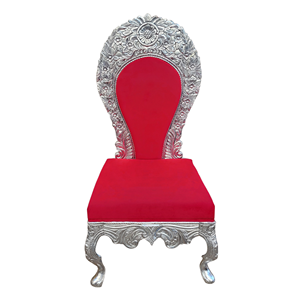 Chaise de trône royale de luxe traditionnelle vintage pour mariage, cadre sculpté argenté, siège en velours rouge, ornementale pour événements intérieurs et extérieurs - Product Image 1