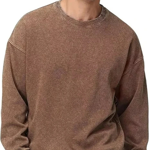 Sudadera de Cuello Redondo para Hombre, Talla Grande, Lavado Ácido, 100% Algodón, Transpirable, Antiarrugas, Alta Calidad, Nueva Llegada, Servicios OEM - Product Image 1