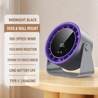 Nouveau modèle 2025 – Ventilateur de bureau à 100 vitesses, haute circulation, rechargeable, avec affichage numérique, turbo, mural et de table