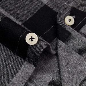 Camisas de Franela a Cuadros Personalizadas para Hombre, Manga Larga, Cuello Mao, Algodón Casual, Antiarrugas, OEM Personalizado, MOQ Bajo - Product Image 4