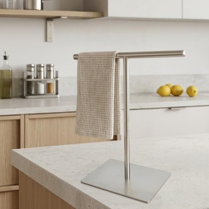 Portarrollos y Toallero de Mano en Forma de T, Moderno, de Acero Inoxidable con Acabado Cromado, Independiente, para Cocina, Baño y Hotel - Product Image 1