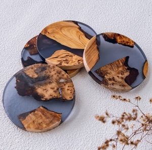 Wholesale Wooden and Resin Coaster Set Stylish Heat Resistant Coasters for Coffee Wine Tea with OEM Customization Available - Product Image 6