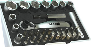 Fournisseur taïwanais, jeu de douilles et embouts 33 pièces 1/4'', ODM OEM - Product Image 2