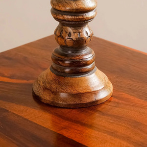 Curio Craft Handmade Wooden Candlestick Holder Round Shape Home Decoration Natural Wood Finish - Product Image 2