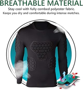 Ensemble de sous-vêtements rembourrés pour gardien de but en EVA noir, avec protection de poitrine, de côtes et de cuisses, pour sports de combat (maillots et pantalons de compression rembourrés) - Product Image 5