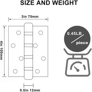 304 Stainless Steel Square Corner <b>Spring</b> Butt Pivot <b>Door</b> Hinge Soft Closing Easy Installation 5mm Thickness 180 Degrees Opening - Product Image 5
