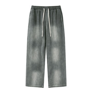 Joggers pour hommes de haute qualité à jambe large, taille élastique, décontractés, respirants, séchage rapide, poids moyen, tricotés en polyester, couleur unie, pour l'hiver - Product Image 1