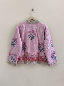 Chaqueta de algodón TNT hecha a mano con estampado de bloques para mujer, regalo para ella - Product Image 4