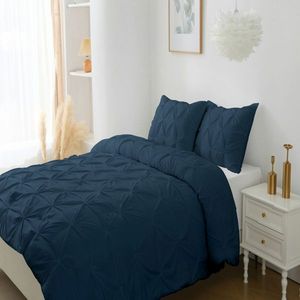 King Comforter Set with 1 Down Alternative Comforter and 2 Pillow Shams 3 Piece Pintuck Navy Bedding Set Ultra Comfortable - Product Image 3