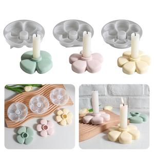 Portavelas de Pétalos, Molde de Silicona para Velas de Yeso con Forma de Flor de Cuatro, Cinco y Seis Pétalos - Product Image 1