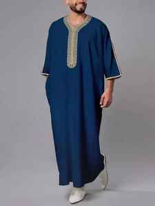 Túnica Cómoda con Cuentas y Manga Larga, Servicio OEM, Jubba Árabe con Bordado, Transpirable, Elástica en Cuatro Direcciones, para Invierno y Verano - Product Image 2