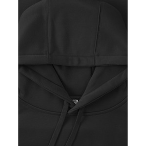 <b>Men's</b> <b>Black</b> Hooded Fleece Sweatshirt Regular Fit Casual Autumn Wear Solid Color Cotton Fleece <b>Hoodie</b> For <b>Man</b> - Product Image 5